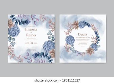 Invitación a la boda con fondo floral acuarela