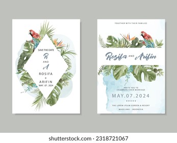 wedding invitation watercolor floral tropical
