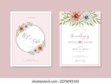 Wedding invitation with watercolor flower	