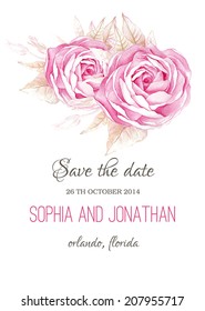 Wedding invitation watercolor. Watercolor illustration of roses flowers