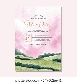 wedding invitation watercolor landscape background