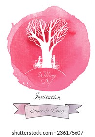 Wedding invitation. Watercolor vector background