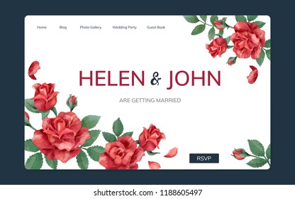 Wedding invitation website with a floral theme