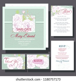 wedding invitation with white roses