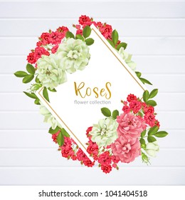 Wedding invitation with wild rose flowers
