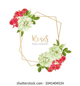 Wedding invitation with wild rose flowers
