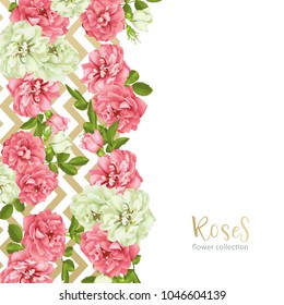 Wedding invitation with wild rose flowers