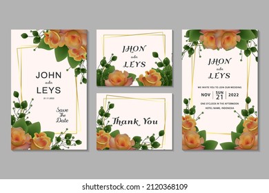 Invitación a la boda con flores y hojas amarillas