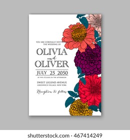 Wedding invitation.Floral vector wedding invitation template