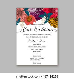 Wedding invitation.Floral vector wedding invitation template