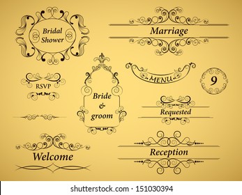 Wedding invitations or announcements with floral decorative artwork. 