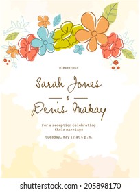 Wedding invitations and birthday card with floral frame