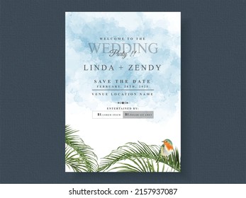 Wedding invitations card floral tropical watercolor