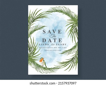 Wedding invitations card floral tropical watercolor