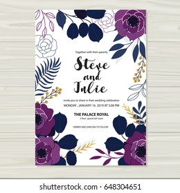 Wedding Invitations Card with Hand drawn Vector Template.