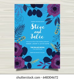 Wedding Invitations Card with Hand drawn Vector Template.