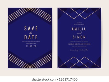 Wedding invitations card with Luxurious geometric pattern vector design template