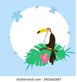 
wedding invitations and cards tropical flowers and 
toucan