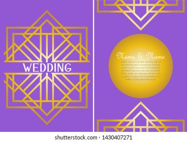 Wedding invitations with golden geometric lines. Modern and original design. It can be used as an invitation card or as a background for a wedding. Decorative vector background illustration.