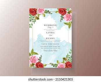 Wedding invitations with red bold roses