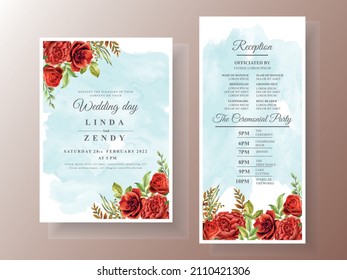 Wedding invitations with red bold roses