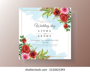 Invitaciones de boda con rosas rojas en negrita