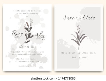 Wedding Invitations save the date card design with elegant garden anemone.