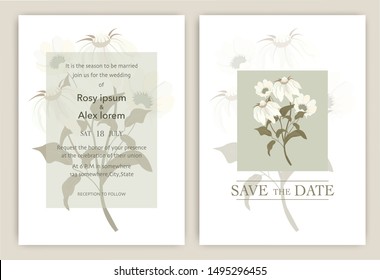 Wedding Invitations save the date card design with elegant garden anemone.