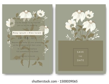 Wedding Invitations save the date card design with elegant garden anemone.