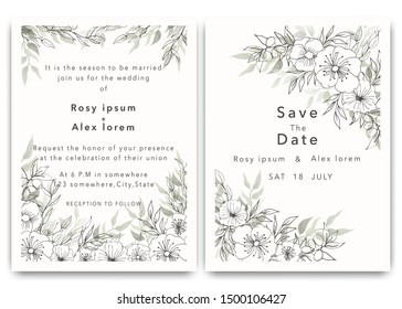 Wedding Invitations save the date card design with elegant garden anemone.