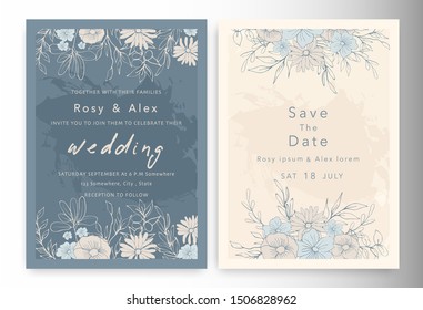 Wedding Invitations save the date card design with elegant garden anemone.