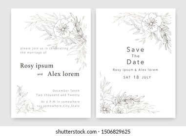 Wedding Invitations save the date card design with elegant garden anemone.