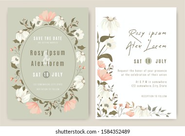 Wedding Invitations Save Date Card Elegant Stock Vector (Royalty Free ...