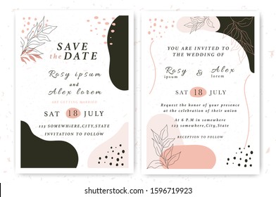 Wedding invitations save the date card with elegant garden anemone.