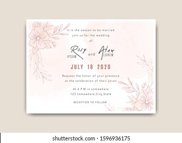 Wedding invitations save the date card with elegant garden anemone.