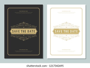 Wedding Invitations Save Date Cards Design Stock Vector (Royalty Free ...