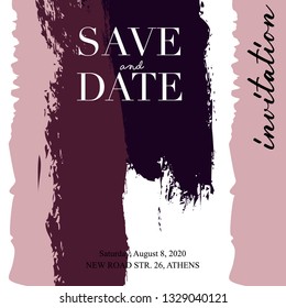 Wedding invitations vector. Grunge texture Card Template Design with Painted canvas vertical lines. Brush stroke illustration. Greeting invitation