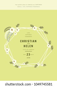 Wedding Invitations wih delicate and soft natural colors. For a wedding in the style of geometry, botanycs, floristics. Very stylish, minimalistic and gentle design of wedding invitations.