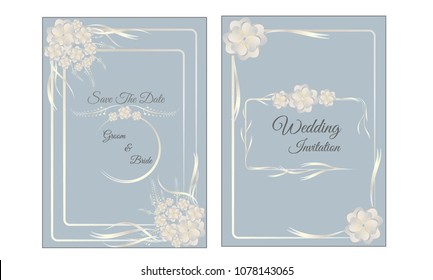 Wedding invitation.save the date cards.3D Vector platinum design.Vector illustration