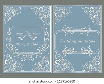 Wedding invitation.save the date cards.Vector platinum design.Vector illustration