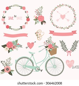 Wedding Invitation,Wreath,Laurel,Bicycle collections