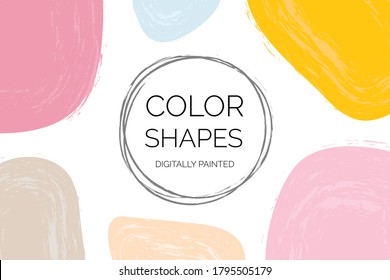Wedding invite background. Set of watercolor shapes. Color splashing and floral hand drawn vectors. Abstract Shapes and print graphics. Vector hand drawn shapes.