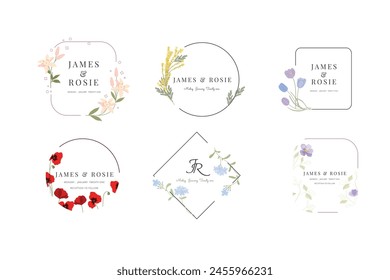 Boda invitar marco Plantillas. Mockup para Anuncio de novia y diseño de logotipo