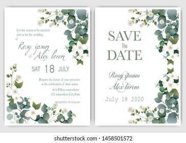 Wedding invite, invitation, save the date card design with elegant lavender  garden  anemone.