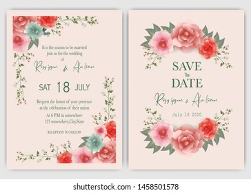 Wedding invite, invitation, save the date card design with elegant lavender  garden  anemone.