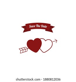 Wedding invite, invitation, save the date card design with hearts Vector beauty postcard editable, cute layout