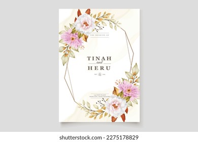 wedding invittaion with floral and leaves ornament