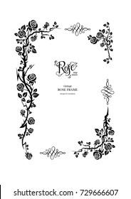 Wedding or jubilee theme. Ornamental frame with roses. Solemn floral element for design banner,invitation, leaflet, card, poster and so on.