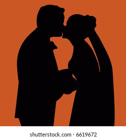 wedding kiss silhouette