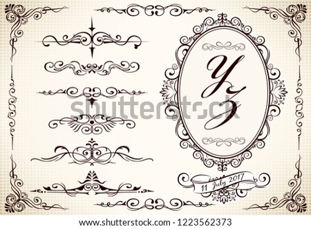 wedding label border template calligraphy swirls stock vector wedding border template